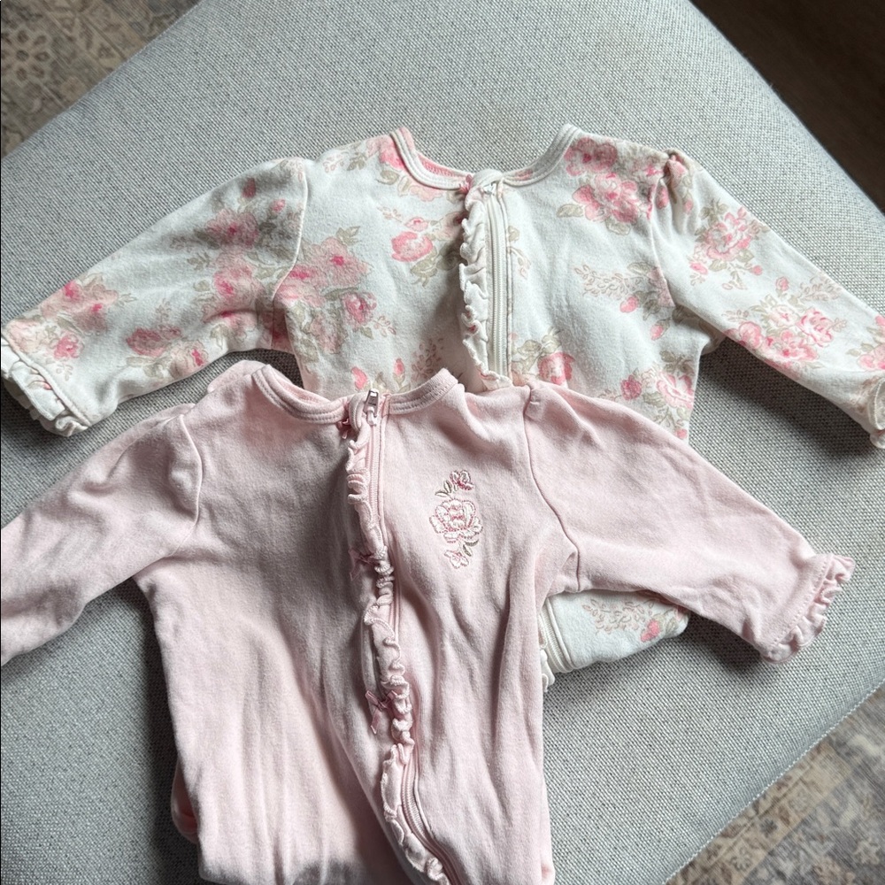 Little Me Pink and Cream Floral Onesies set of 2